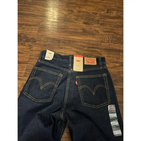 NEW Levis Jeans Womens 27 Dark Blue Denim Pants High Rise Straight Flex - Picture 3 of 9